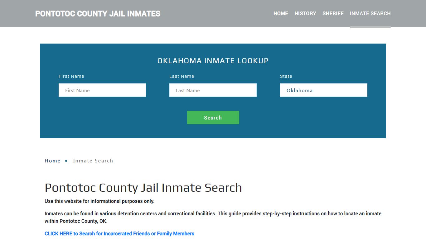 Pontotoc County, OK Detainee Lookup