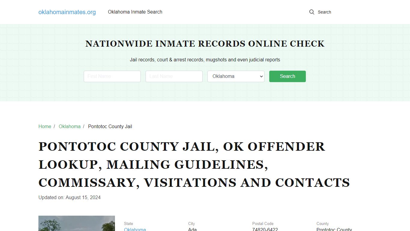 Pontotoc County Jail, OK: Inmate Search Options, Visitations, Contacts